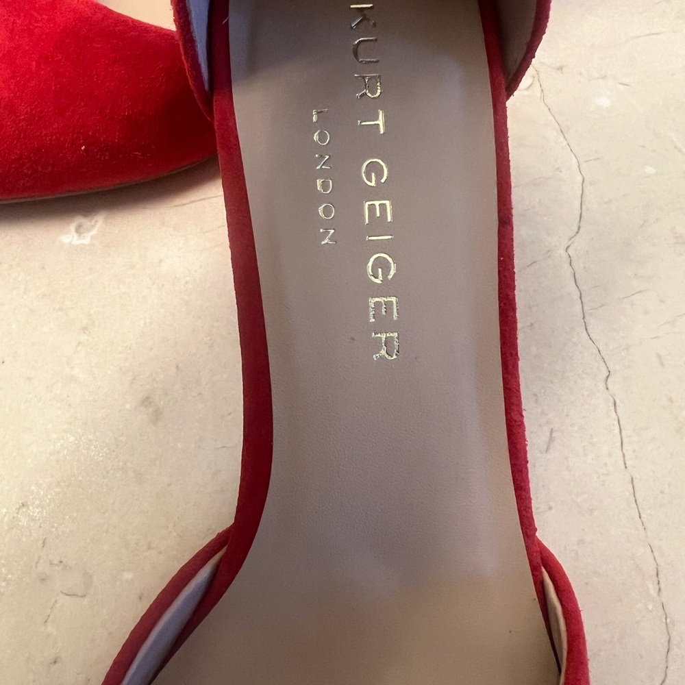 Kurt Geiger Vibrant Red Suede Heels - Picture 6 of 7